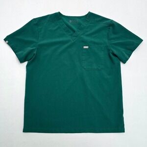 FIGS Mens Leon V-Neck Scrub Top Hunter Green Technical Collection FM1500 Large